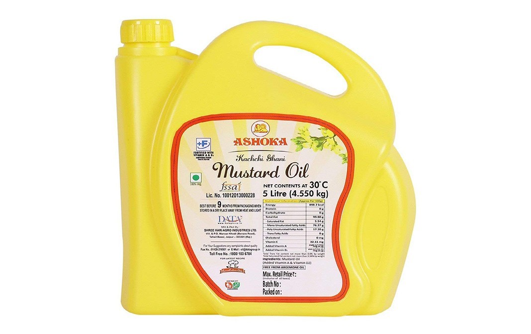 Ashoka Kachchi Ghani Mustard Oil   Can  5 litre